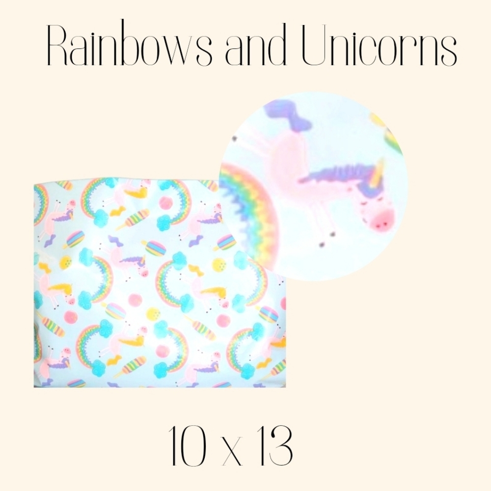 poly mailers 10x13 Rainbows and Unicorns poly mailers